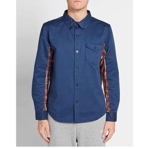 UNDEFEATED PLAID PANEL SHIRT / Navy Twill Size S / NWOT